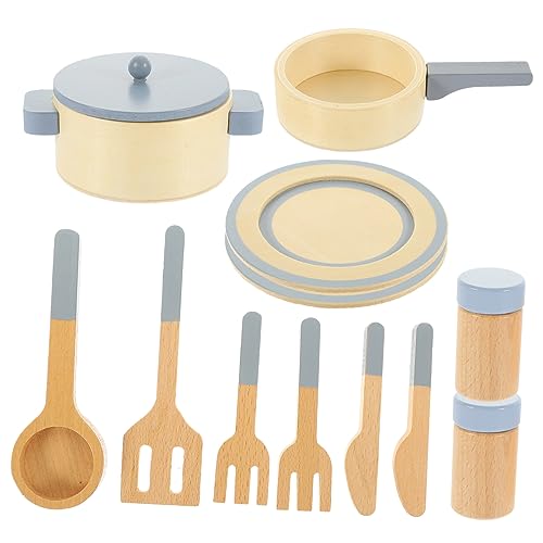 MOLUCKFU Holz Kochgeschirr Set Für Kinder Spielküche Zubehör Küchen Spielset Aus Holz Rollenspiel Kochgeschirr Set Küchen Requisiten Ab 3 Jahren von MOLUCKFU