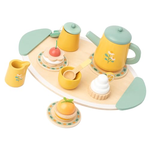 MOLUCKFU Zubehör Kinderküche Holz Teeservice Set Für Kinder 1 Set Kleinkind Teeservice Spielküchenzubehör Spiellebensmittel Spielset Kinder Teeparty Zubehör Spielzeug Für Die Kinderküche von MOLUCKFU