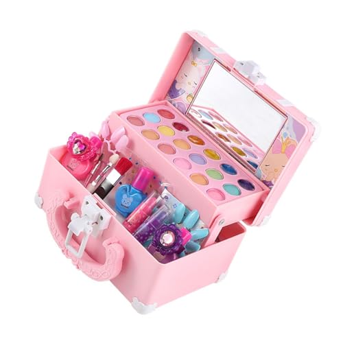 MOLUCKFU Kinderkosmetik Make-up-Spielzeug-Requisite Anzüge Für Kinder Lernspielzeug Make-up-Spielzeug Für Kinder Echtes Make-up-Set Für Kinder Kinderanzug Kinder Schminkset Abs Rosa von MOLUCKFU