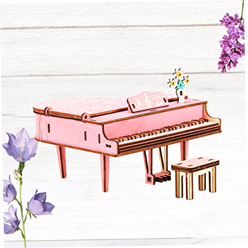 MOLUCKFU Kinderspielzeug Zum Zusammenbauen Kinderklavier DIY-Puzzle-Spielzeug Desktop-Spielzeug Desktop-dekor Kinder Spielset Klavier Modell Dekor 3D-Puzzle-Modell Rosa Bambus von MOLUCKFU