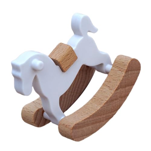 MOLUCKFU Kleines Holzpferd Mini-puppenhausmöbel Babypuppensachen Minipuppen-schaukelpferd Pferdespielzeug Schaukelpferd Miniatur Tragbares Puppenhaus Puppenschaukelstühle Figur Holz. s von MOLUCKFU