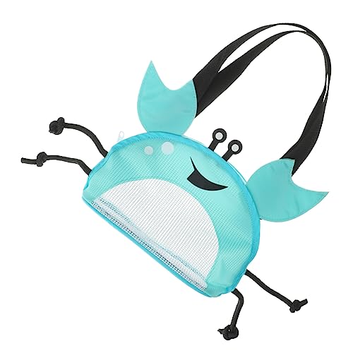 MOLUCKFU Krabben-Strandtasche Muscheltaschen für Kinder Auffangbeutel aus Mesh-Schale Strandtuchtaschen Strandtasche Kinder Beach Bag Reise-Wäschesack kleine Netztasche Stoff Sky-Blue von MOLUCKFU