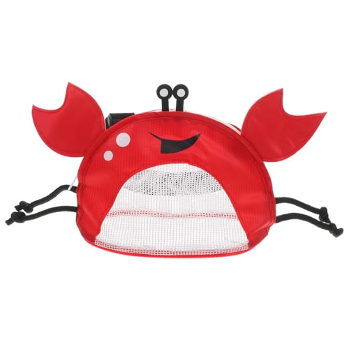 MOLUCKFU Strandtasche Aus Netzstoff mit Muscheln und Krabbenform für Mädchen Zum Muschelsammeln PVC-gewebe Rot von MOLUCKFU