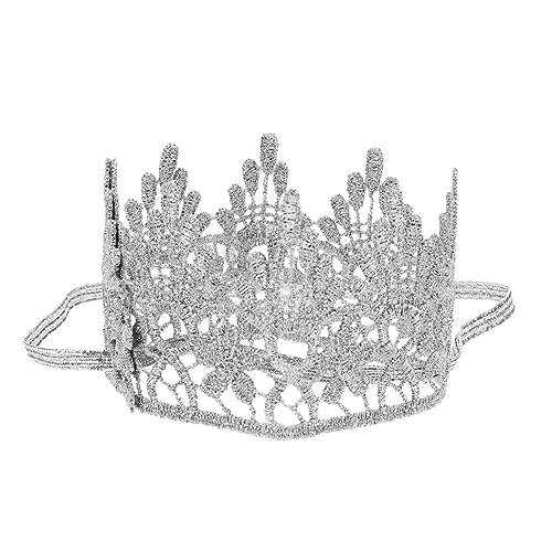 MOLUCKFU Krone Stirnband für Kinder stirnbänder Tiara DIY Partyhut Kleinkindkrone Babymützen kinder geburtstagskrone Babys Geburtstagskrone Haarschmuck Foto-Requisite Stoff Silver von MOLUCKFU