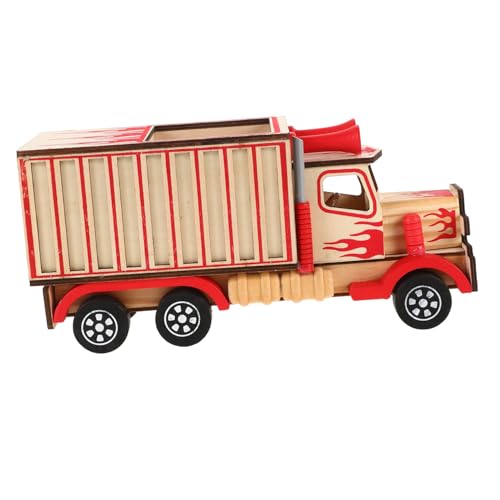 MOLUCKFU LKW-Modell Spielzeuglastwagen LKW-Ornament Aus Holz Kleiner Lastwagen Ruck-Spielzeug Holz-LKW-Dekoration Miniatur-LKW-Ornament LKW-Figur Autoschmuck Aus Holz LKW-Handwerk Hölzern von MOLUCKFU