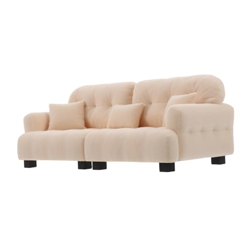 MOLUCKFU Maßstab Modernes Mini Sofa mit Plüschbezug Cremefarben für Puppenwohnzimmer Dekoration Kleines Puppenmöbel Accessoire MOLUCKFU Maßstab Modernes Mini Sofa mit Plüschbezug Cremefarben für Puppenwohnzimmer Dekoration Kleines Puppenmöbel Accessoire von MOLUCKFU