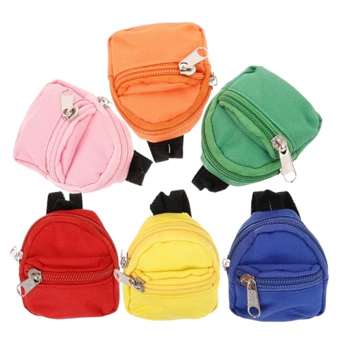 MOLUCKFU Mini Rucksack Für Kinder Mini Puppenrucksack 6 Stück Mini Rucksack Schlüsselanhänger Winziger Anhänger Geldbörse Puppenzubehör Kinder Miniatur Requisiten Puppenhaus Deko Rucksack Für Kinder von MOLUCKFU