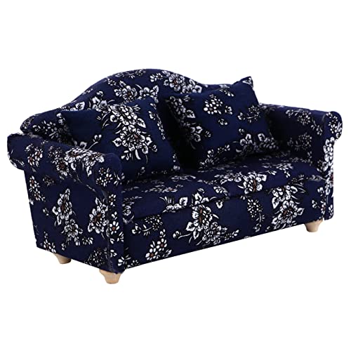 MOLUCKFU Mini-Sofa Mini-Gartenstühle Heimdekoration Puppenhaus-Miniatur-Couch Kindercouch puppenhaus Couch small Sofa modellhaus Spielzeug Sofa-Modell Modellsofa Dorf Hu Tongmu Blue von MOLUCKFU