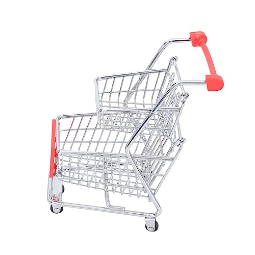 MOLUCKFU Mini-Wagen Einkaufswagen Wagenverzierung Tischwagen Mini-Supermarkt-Handwagen Kinder Schubkarre ablagekörbe kühlkorb einkaufskorb Trolley-Verzierung dekoratives Wagenmodell Abs rot von MOLUCKFU