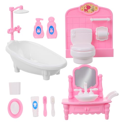 MOLUCKFU Miniatur Badezimmermöbel Set Für Puppenhaus Deko Zubehör Für Miniatur Badezimmer Mini House Supplies Und Badezimmer Accessoires Für Puppenhaus Modelle von MOLUCKFU