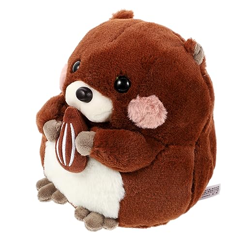 MOLUCKFU Murmeltier-Puppe Hamster Plüschtier Murmeltier Puppe Spielzeug Plüsch Stofftier Babypuppe für Frauen Mädchen Puppe Stoffspielzeug für Mädchen Tierspielzeug PP Baumwolle Brown von MOLUCKFU