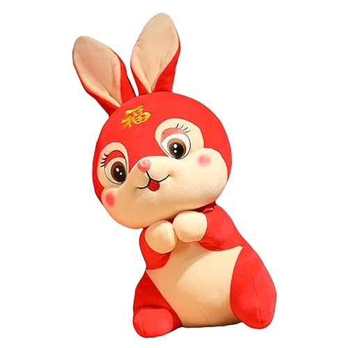 MOLUCKFU Plüsch-Kaninchen-Puppe plüschhasen für Hasen Kuscheltier kuscheltiere Hasen Cuddly Bunny Frosch Kinderspielzeug Drachen Jahr der Hasenpuppe Hase Plüsch PP Baumwolle rot von MOLUCKFU