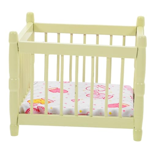 MOLUCKFU Puppenhaus Krippe Babypuppenbett Mini Hausbett Puppenhaus Babybett Dekoratives Puppenbett Mini-Kinderbett Wiegenbett Für Babypuppen Minibett Für Puppen Spielzeug Babybett Polyester von MOLUCKFU