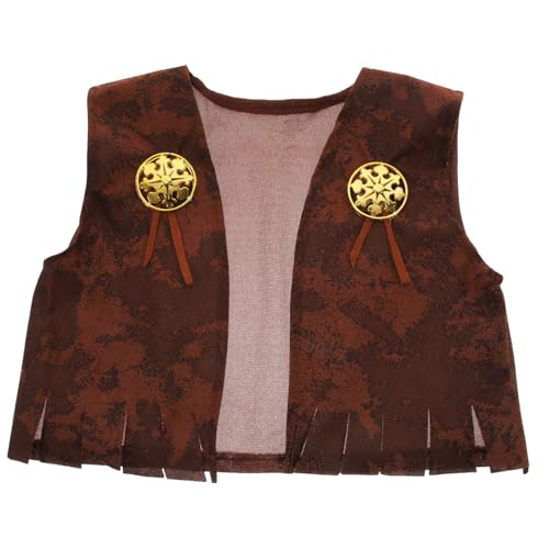 MOLUCKFU Rollenspielweste Rollenspielkostüm Cosplay-Kostüme für Jungen Jungenkleidung Kostümzubehör Kinder Halloween halloweenkostüme für Kinder Coole Weste Kinderweste Gestrick Brown von MOLUCKFU