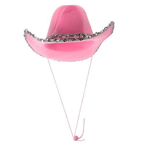 MOLUCKFU Rosa Cowboyhut damenmützen frauenmützen women's hats & caps cowgirl hat pink cowboyhut westliche Hüte Cowboyhüte Hutkostüm Hutschachtel Frauen Hut Party-Kostümzubehör gefühlt von MOLUCKFU