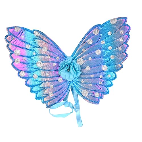 MOLUCKFU Schmetterlingsflügel Für Kinder Flügelstützen Kleine Flügel Fotorequisiten Für Kinder Schmetterling Kostüm Flügel Kinderkostüme Cosplay-flügel Flügel Kinder Verkleiden Stoff Blue von MOLUCKFU