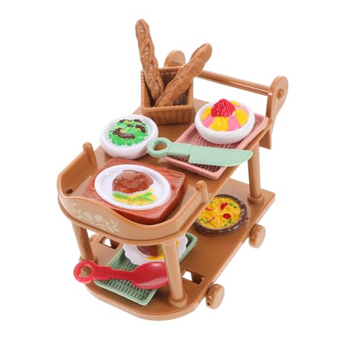 MOLUCKFU Simulierter Speisewagen Spielzeug Süßigkeitswagen Fantasievolles Spielzeug Puppenhaus Künstliches Brot Rollenspiel Lebensmittelwagen Puppenkuchen Mini Wagen von MOLUCKFU