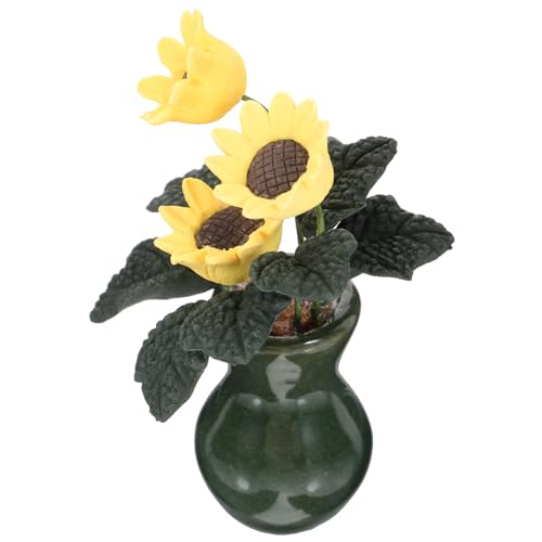 MOLUCKFU Sonnenblumenornamente Spielzeug Dekoration Sonnenblumen Deko Pflanzen Winziger Blumenbonsai Miniatur-blumendekor Mini-hausverzierung Gefälschter Blumentopf Mini-blumentopf Ton von MOLUCKFU