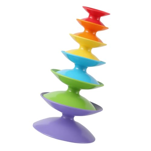 MOLUCKFU Stapelkreisspielzeug Ringstapler Spielzeug Lernspielzeug Frühes Entwicklungsspielzeug Balancierspiel Montessori Spielzeugstapler Regenbogenrad Kunststoff Bunt von MOLUCKFU