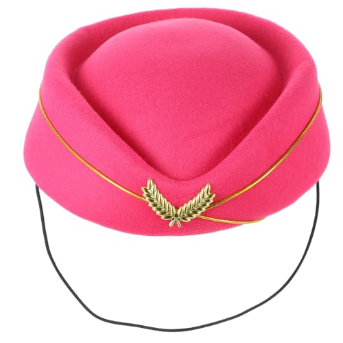 MOLUCKFU Stewardess-Hut Pilotenmütze Fascinator-hüte Für Hüte Und Mützen Kapitänsmütze Rosa Flugbegleitermütze Zaubererhut Fazinator Damen Baseballmütze Frosch Hut Rosy Imitation Monny von MOLUCKFU