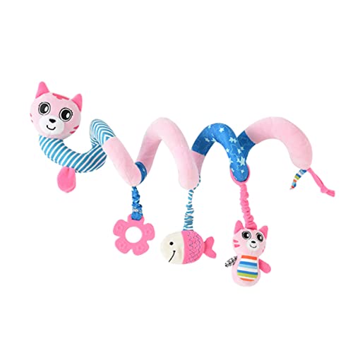 MOLUCKFU Tier Spiralhängendes Rasselspielzeug Für Kinderwagen Und Autositz Ideal Für Babys Und Kleinkinder Katze Pink von MOLUCKFU