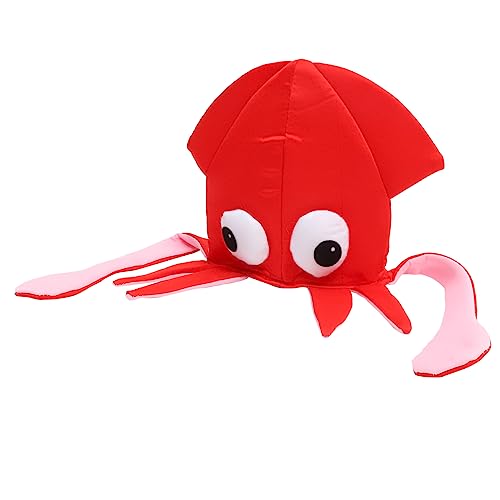 MOLUCKFU Tintenfischhut Lustiger Halloween-hut Tierhüte Für Kinder Cartoon-oktopus-hut Kinder Lustige Hüte Lustige Hüte Für Kinder Party-cartoon-kinderhut Partyhüte Für Kinder Rot Stoff von MOLUCKFU