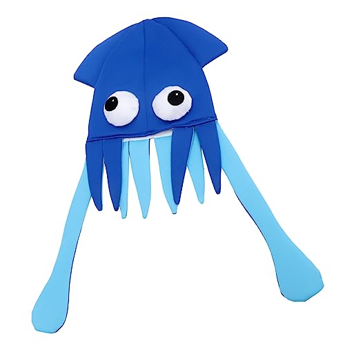 MOLUCKFU Tintenfischhut Oktopus-kostüm Tintenfischkappe Lustiger Hut Für Kinder Ballonaufkleber Lustiger Halloween-hut Partyhüte Für Kinder Neuheit Hut Pfeifen Für Kinder Stoff Blue von MOLUCKFU