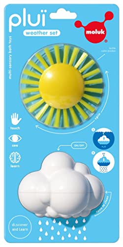 Moluk 2843071 Plui Weather Set, Spielset Regenwolke und Spielbürste, Badewannenspielzeug, Lernspielzeug, Gelb von MOLUK