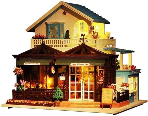 DIY Cottage Große Villa Kaffeehaus Handgefertigtes kreatives Holzhausmodell Kein Geburtstagsgeschenk für Männer und Frauen von MOLVUS