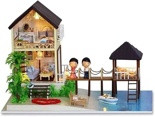 DIY Haus Miniatur Bausatz Holz Mini Haus Spielzeug mit Möbeln Lichter von MOLVUS