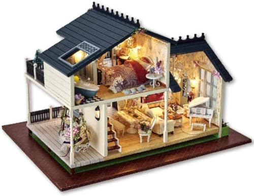 Hüttenpuzzle, Puppenhaus Miniatur DIY Haus Kreativraum mit Möbeln für Romantisches Kunstwerk Geschenk Gartenhaus von MOLVUS