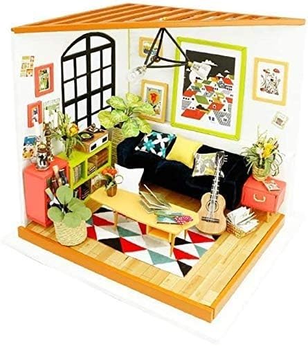 Kreative Geschenke zum Valentinstag und Geburtstag, Unisex, DIY-Mini-Puppenhaus-Bausatz aus Holz, Mini-Wohnzimmermodell, mit Möbeln, Puppenhaus-Puzzle-Herausforderungsgeschenk von MOLVUS