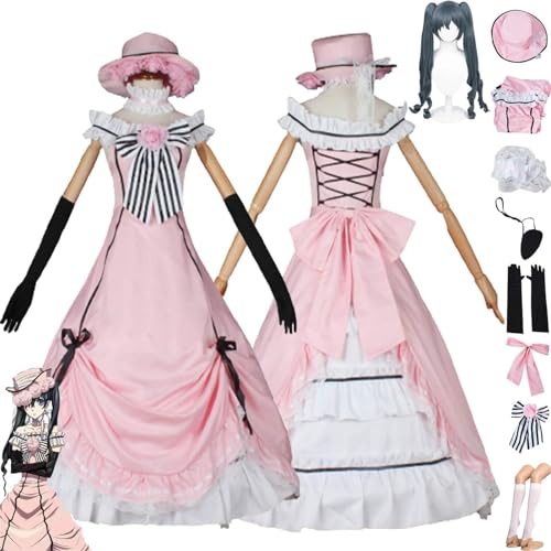 MOLVUS Anime Ciel Phantomhive Cosplay Kostüm Halloween Party Uniform Kleid Outfit komplettes Set, Geschenke für Spielefans von MOLVUS