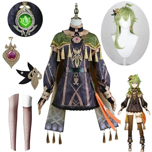 MOLVUS Genshin Impact Sumeru Collei Cosplay Kostüm Outfit Spielfiguren Uniform Kleid Komplettset Halloween Party Karneval Verkleidung Kostüm mit Perücke von MOLVUS