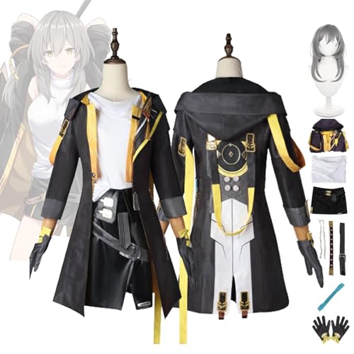 MOLVUS Premium Honkai Star Rail Stelle Cosplay Kostüm Outfit Spielcharakter Uniform Komplettset Halloween Party Karneval Verkleidung Anzug mit Ohrring Kopfschmuck Perücke für Fans von MOLVUS