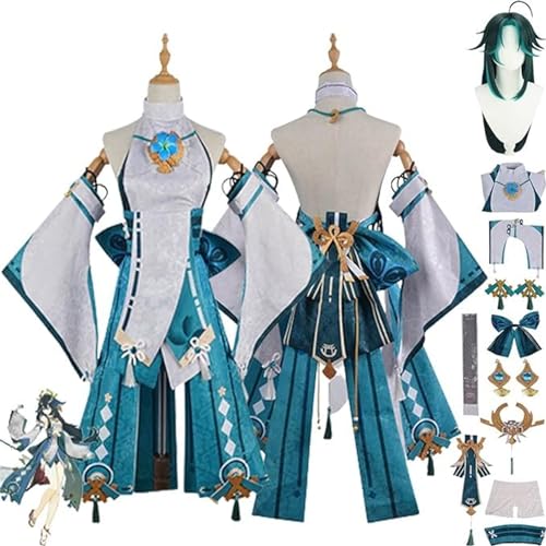 MOLVUS Spiel Genshin Impact Sangonomiya Cosplay-Kostüm, lila, Japanisches Kimono-Kleid, Halloween-Kostümanzug von MOLVUS