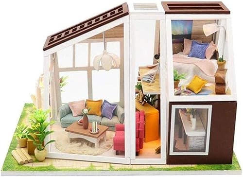 Miniatur-Puppenhaus, DIY Cottage, innovatives Modell, Handarbeit, 3D-Puzzle, Miniatur-Gewächshaus, Bastelset für Puppenhaus von MOLVUS