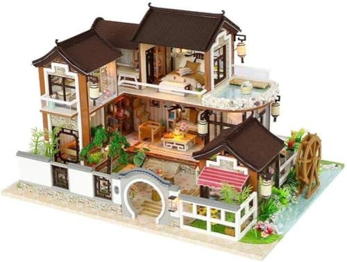 Miniatur-Puppenhaus, Puppenhaus-Miniaturmöbel, antike Architektur ohne Staubschutz von MOLVUS