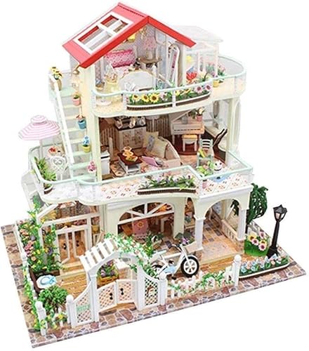 Puppenhaus Große Villa Hand-Montiert Gebäude Modell Puppenhaus Möbel Mädchen Kinder Puzzles Miniatur Puppenhaus Kleine Mädchen von MOLVUS