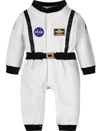 MOMBEBE COSLAND Astronaut Kostüm Kinder, Astroonaut für Karneval Faschingskostüme Kinder, Weiß, 12-18 Monate von MOMBEBE COSLAND