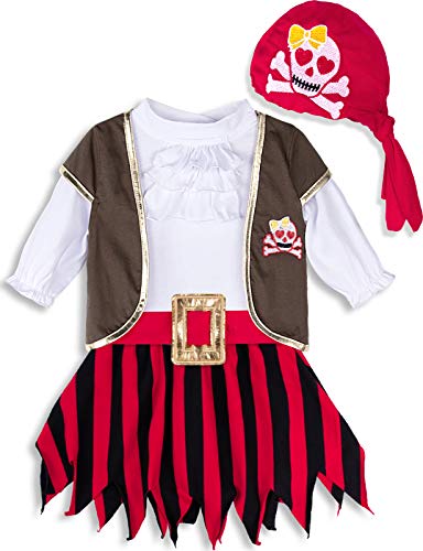 MOMBEBE COSLAND Baby Mädchen Piraten Bekleidungssets Halloween Outfit 5tlg 0-6 Monate Rot von MOMBEBE COSLAND