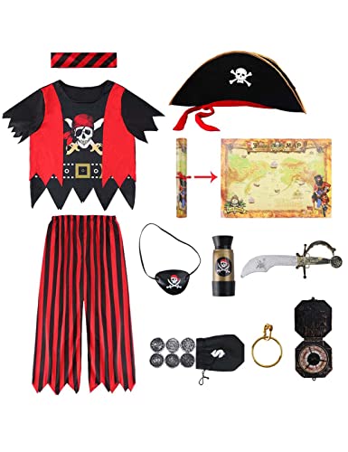 MOMBEBE COSLAND Jugend Jungen Piratenkostüm Kinder Halloween Party Kostüm, 8-10 Jahre von MOMBEBE COSLAND