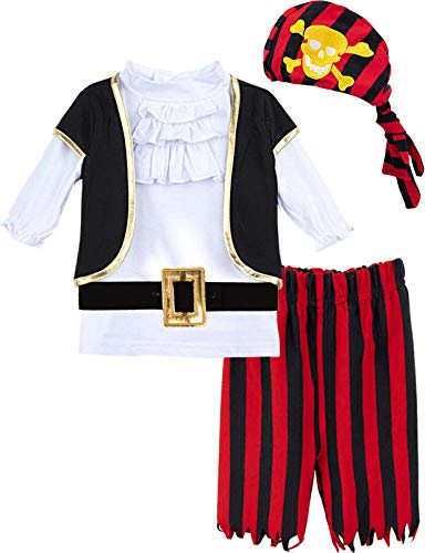 MOMBEBE COSLAND Piratenkostüm Baby Jungen Halloween Karneval Kostüm, Weiß, 12-18 Monate von MOMBEBE COSLAND