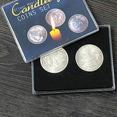 MOMOMAGE Candlelight Coins Set Magic Tricks Morgan Coin Appear Disappear Magic for Magicians Close up Illusions Gimmick Props Mentalism Fun von MOMOMAGE