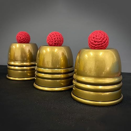 MOMOMAGE Super Cups and Balls (Brass/Aged) Magic Tricks Chop Cup Ball Appear Vanish Magic for Magicians Stage Close Up Illusions Gimmicks Mentalism von MOMOMAGE