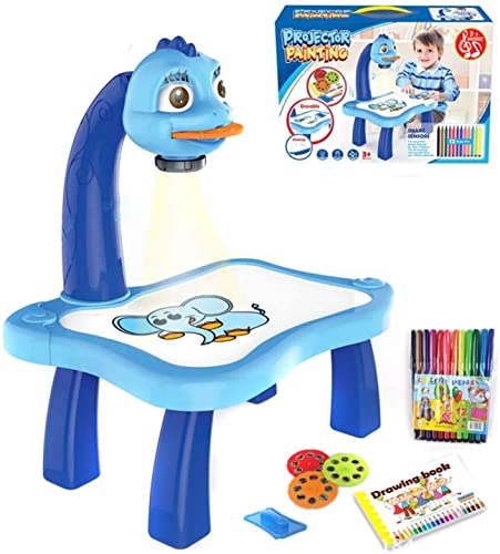 Aolieh Projektor verfolgen und zeichnen Toy, Kinder-Zeichenprojektor-Tisch, Trace and Draw Projector Toy Kids Drawing Projector Table with Smart Projector and Light（Blau ） von MOMSIV