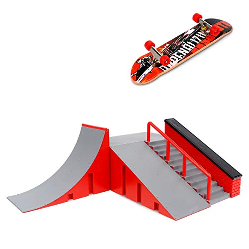 MOMSIV Mini-Finger-Skateboard und DIY-Rampen-Zubehör-Set, Skate Park Deck Truck Board Ramp Kit Fingerspitzen Bewegung Party Sport Spiel Spielzeug für Kinder und Kinder (C) von MOMSIV