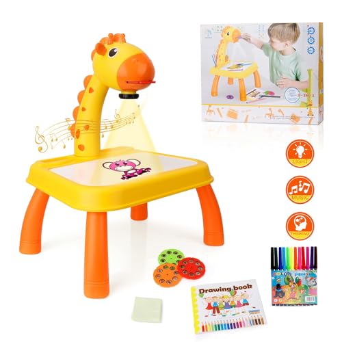 MOMSIV Kinder Zeichenprojektor mit Buntem Pinsel, Projektor Verfolgen und Zeichnen Toy, Kinder Zeichenbrett Zeichenspielset Geburtstag Geschenke für Mädchen Jungen von MOMSIV