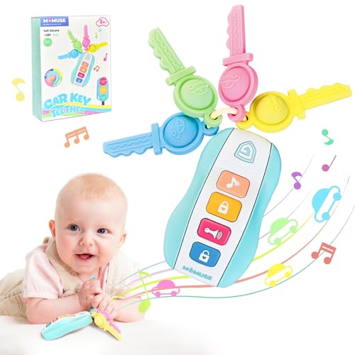 MOMUSE Beißring Baby Spielzeug ab 6 Monate, Lebensmittelqualität Silikon Sensorik Spielzeug Schlüssel, Baby Musikspielzeug, Baby Erstausstattung Neugeborene, Jungen & Mädchen Reisen Lernen Essentials von MOMUSE