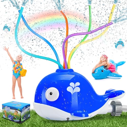 MONCAP Wasserspielzeug Kinder Wassersprinkler Spielzeug Wal Sprinkler Wasserspielzeug Garten Rasensprenger Outdoor Spiele für Junge Mädchen Kleinkinder Sommer Draußen Wasserspiel von MONCAP